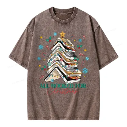 Pagewings All Booked For Christmas Unisex Washed T-shirt