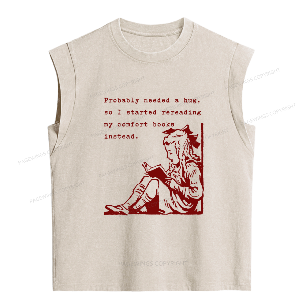 Pagewing My Comfort Books Instead Women's Washed Tank Top