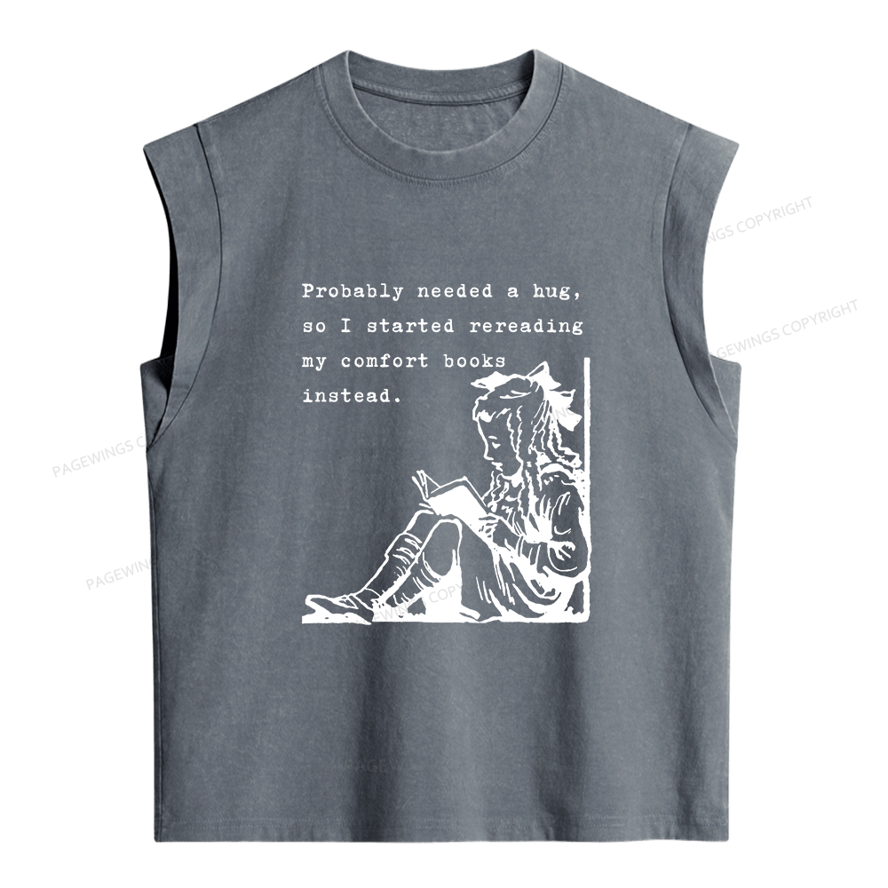 Pagewing My Comfort Books Instead Women's Washed Tank Top