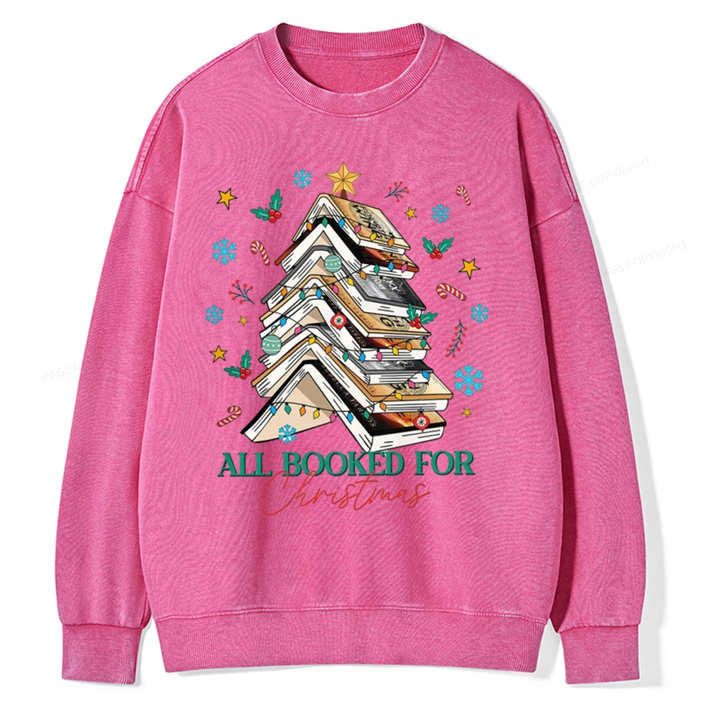 Pagewings All Booked For Christmas Unisex Washed Sweatshirt