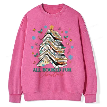 Pagewings All Booked For Christmas Unisex Washed Sweatshirt