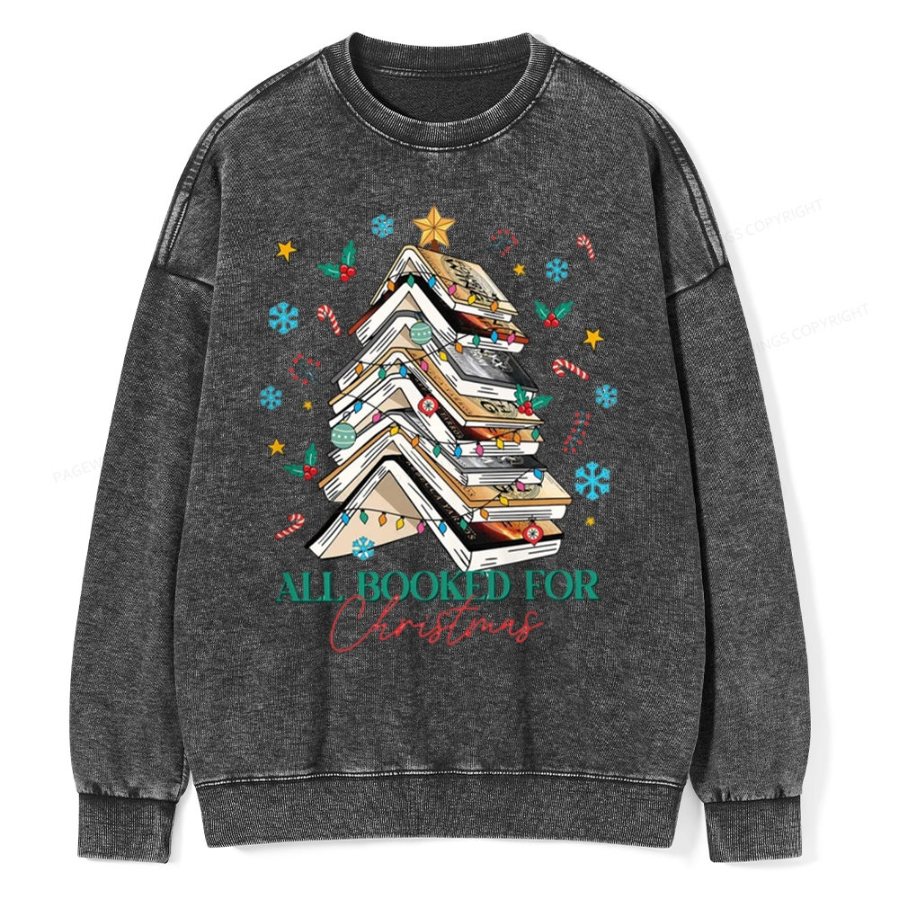 Pagewings All Booked For Christmas Unisex Washed Sweatshirt