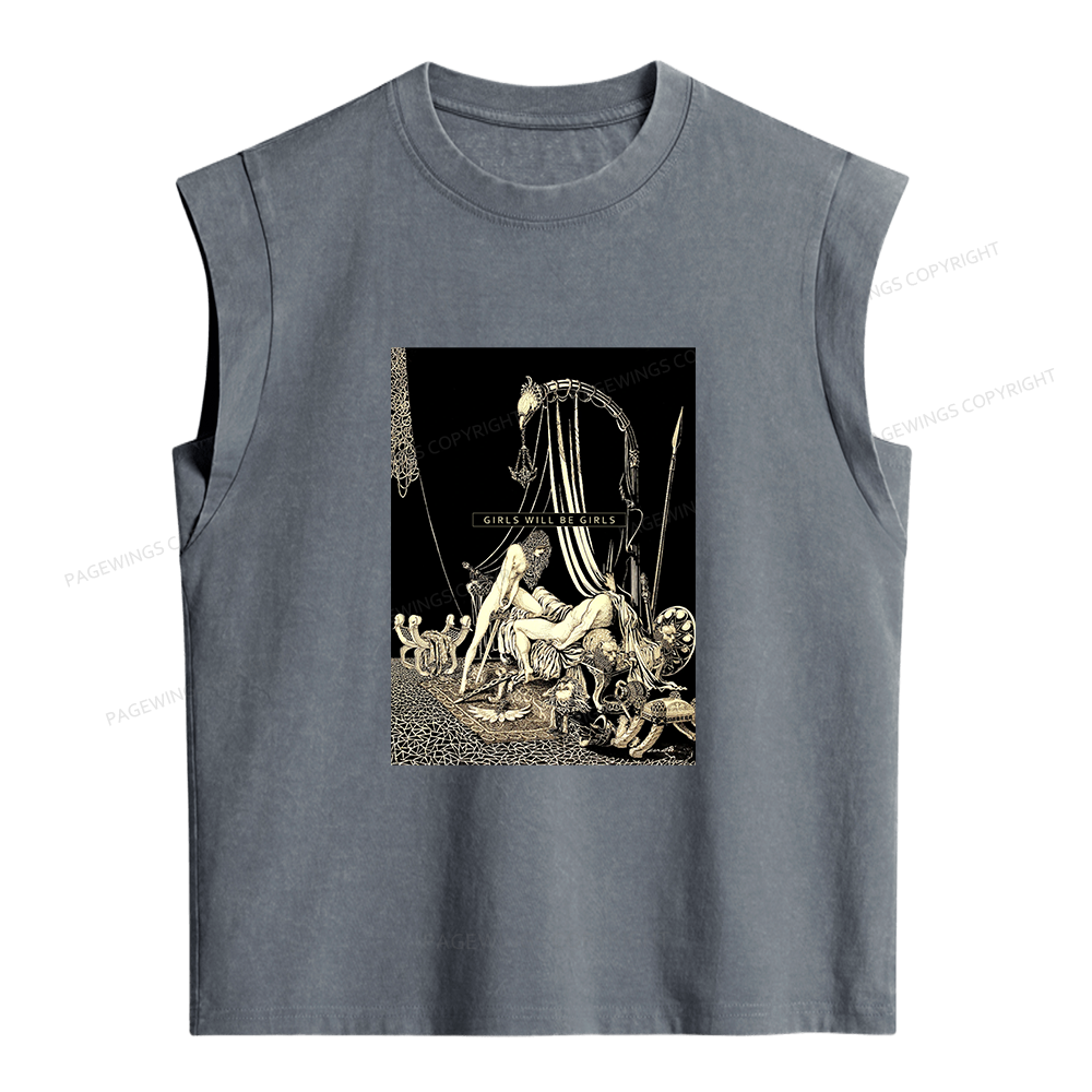 Pagewing Girls Will Be Girls Women's Washed Tank Top