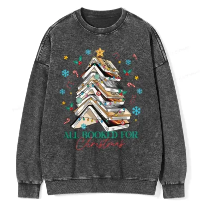 Pagewings All Booked For Christmas Unisex Washed Sweatshirt