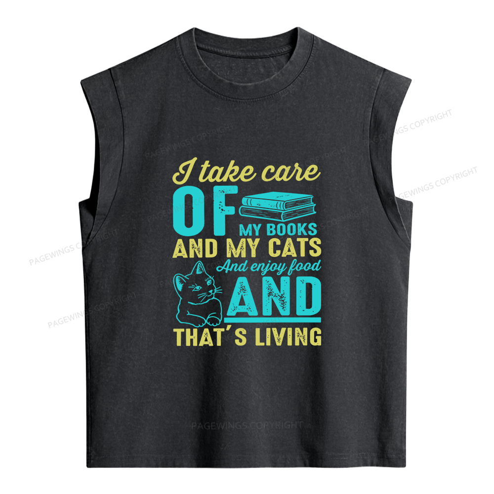 Pagewing I Take Care Of My Books Women's Washed Tank Top