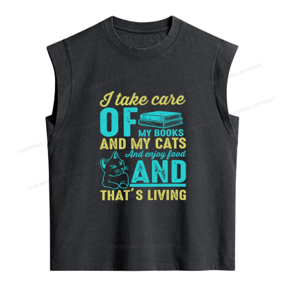 Pagewing I Take Care Of My Books Women's Washed Tank Top