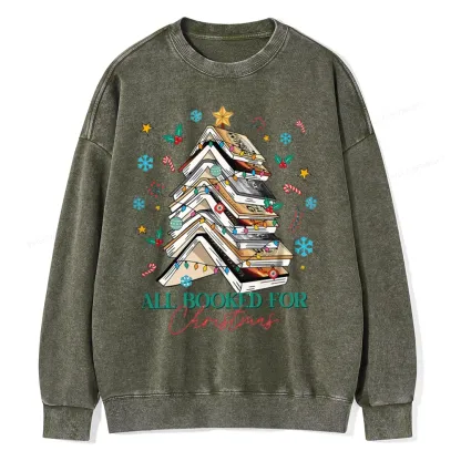 Pagewings All Booked For Christmas Unisex Washed Sweatshirt
