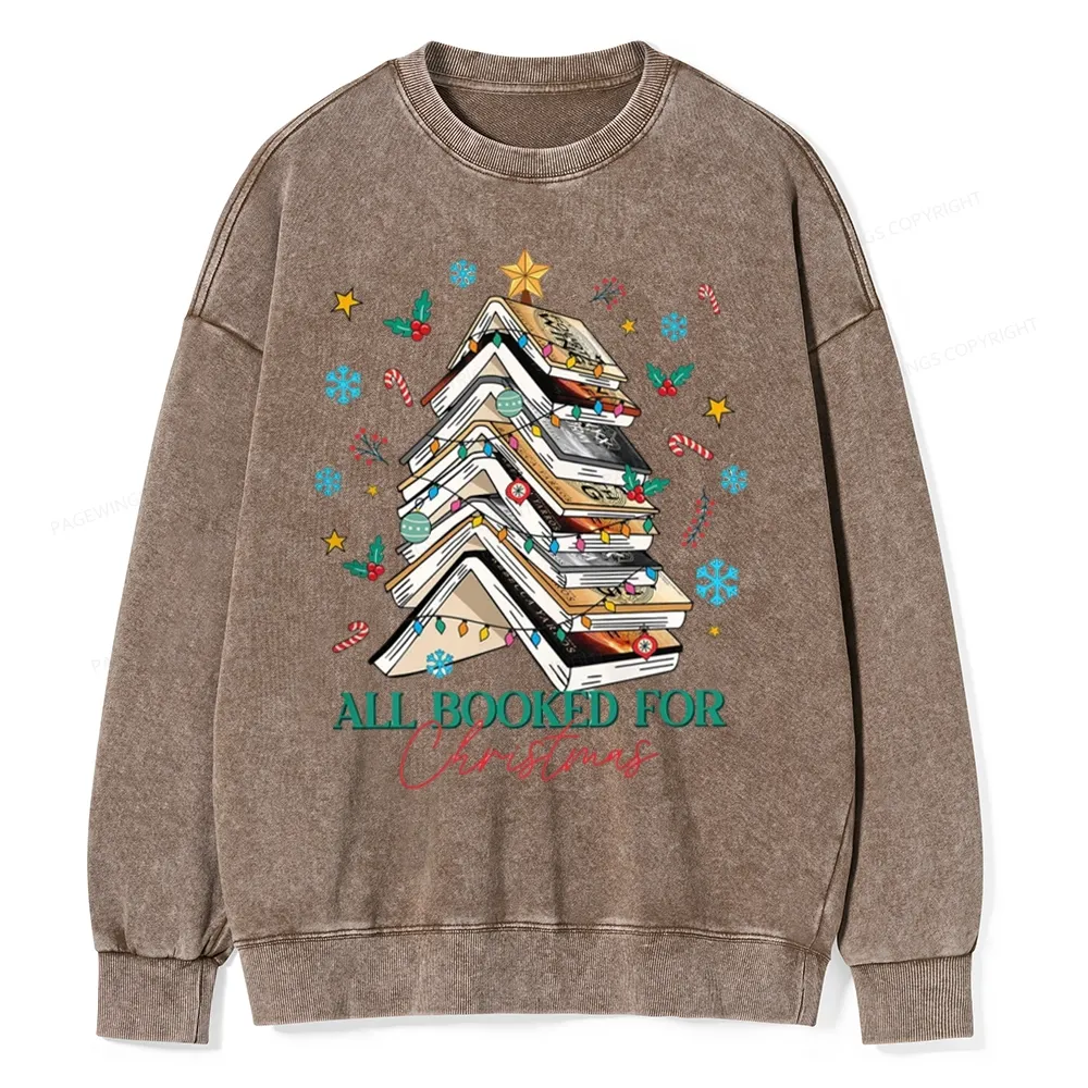 Pagewings All Booked For Christmas Unisex Washed Sweatshirt