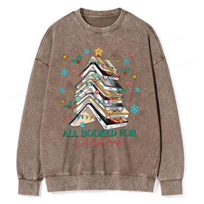 Pagewings All Booked For Christmas Unisex Washed Sweatshirt