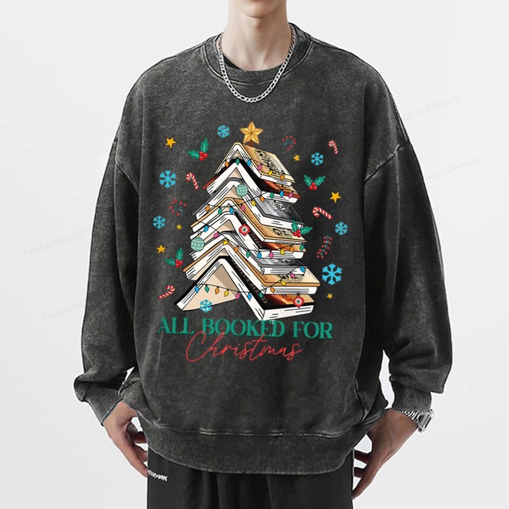 Pagewings All Booked For Christmas Unisex Washed Sweatshirt