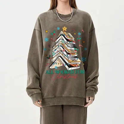 Pagewings All Booked For Christmas Unisex Washed Sweatshirt