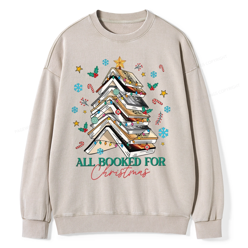 Pagewings All Booked For Christmas Unisex Washed Sweatshirt