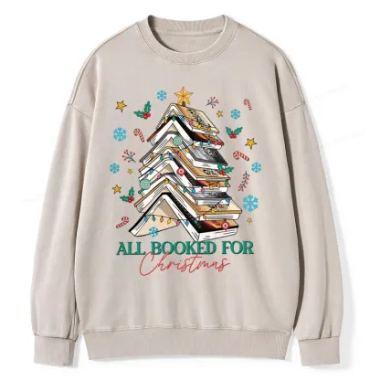 Pagewings All Booked For Christmas Unisex Washed Sweatshirt