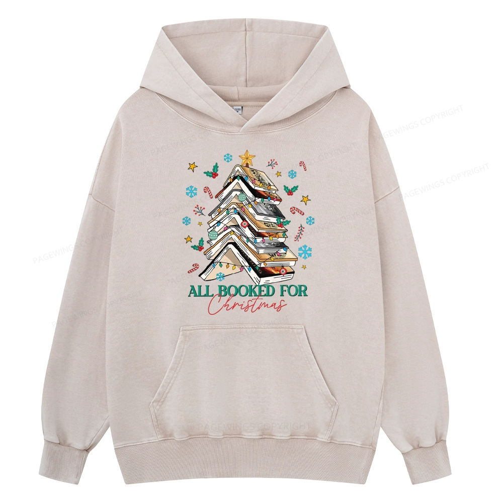 Pagewings All Booked For Christmas Unisex Washed Hoodie