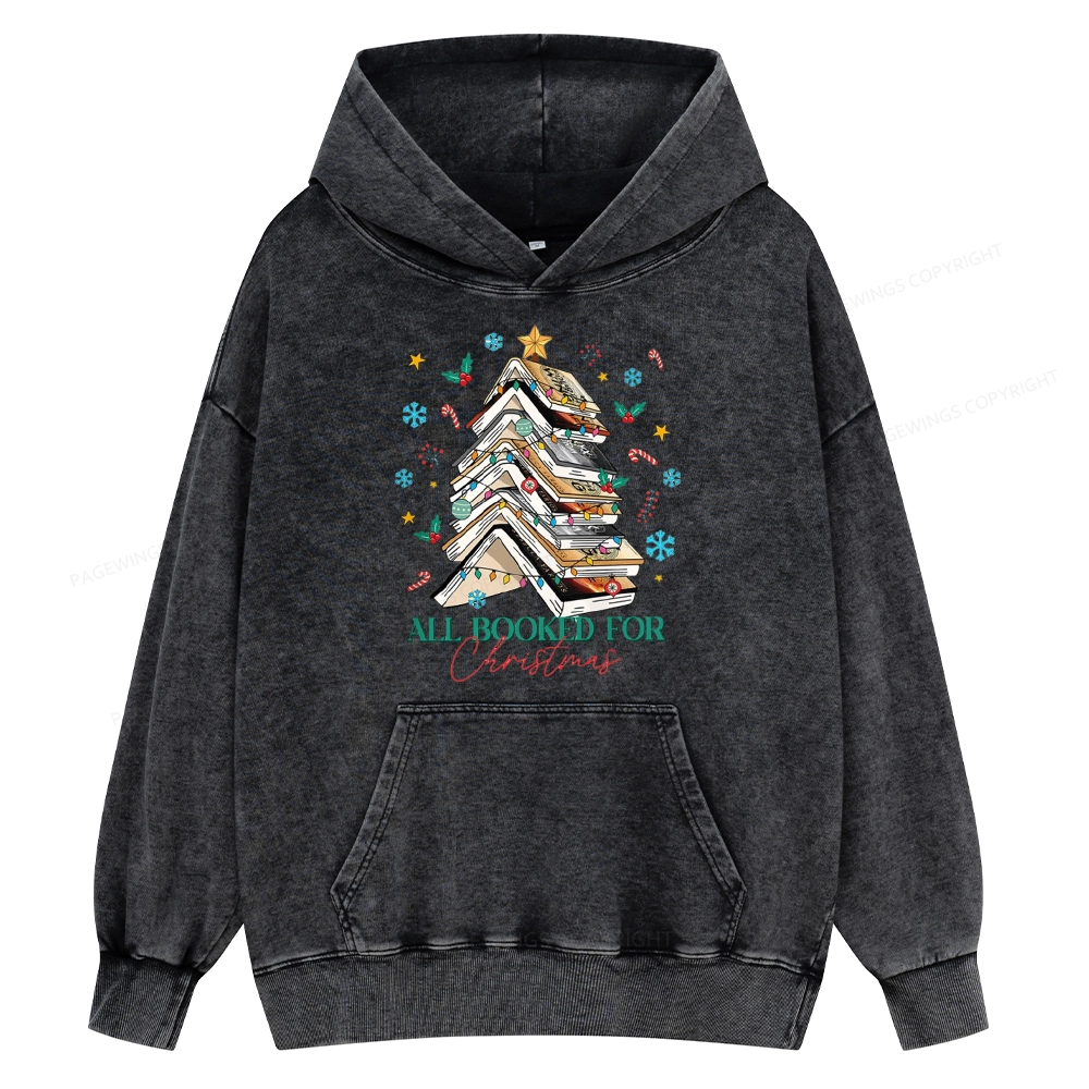 Pagewings All Booked For Christmas Unisex Washed Hoodie