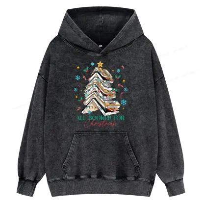 Pagewings All Booked For Christmas Unisex Washed Hoodie