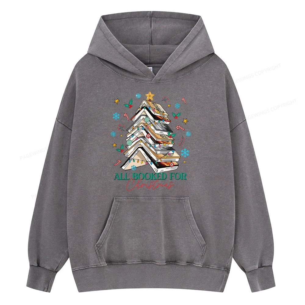 Pagewings All Booked For Christmas Unisex Washed Hoodie