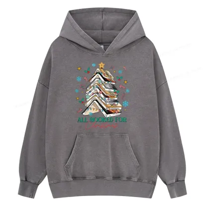 Pagewings All Booked For Christmas Unisex Washed Hoodie