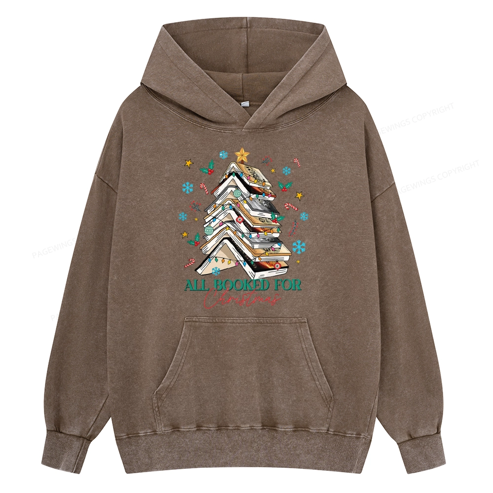 Pagewings All Booked For Christmas Unisex Washed Hoodie