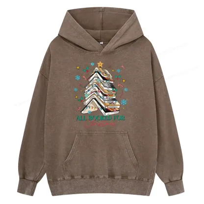 Pagewings All Booked For Christmas Unisex Washed Hoodie