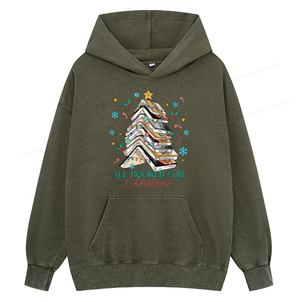 Pagewings All Booked For Christmas Unisex Washed Hoodie