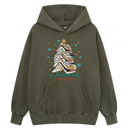 Pagewings All Booked For Christmas Unisex Washed Hoodie