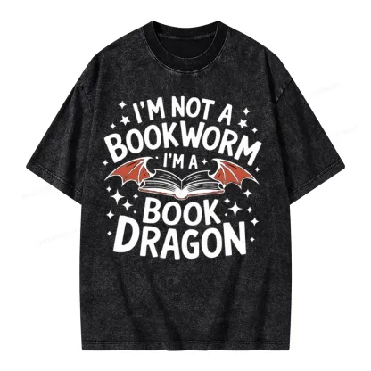 Pagewings I'm Not A Bookworm I'm A Book Dragon Unisex Washed T-shirt