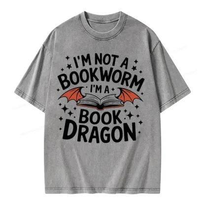 Pagewings I'm Not A Bookworm I'm A Book Dragon Unisex Washed T-shirt