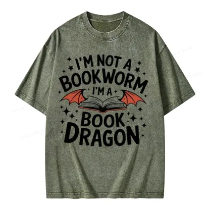 Pagewings I'm Not A Bookworm I'm A Book Dragon Unisex Washed T-shirt