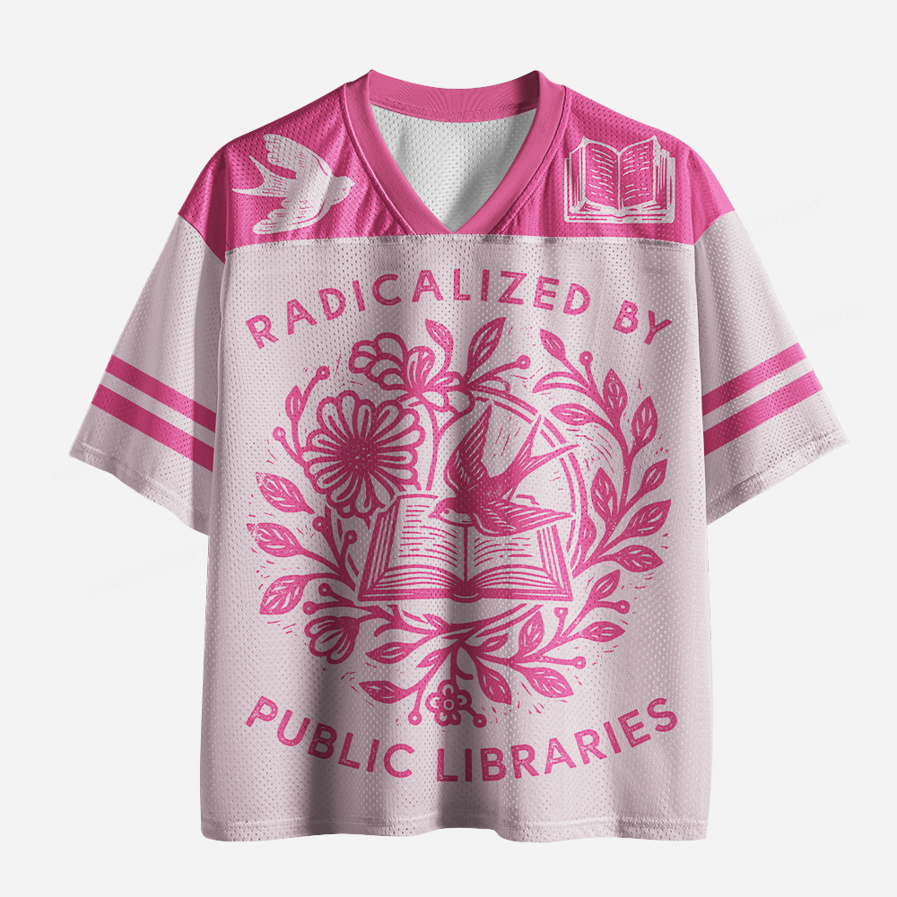 Pagewings Radicalized By Public Libraries Unisex Mesh Jersey