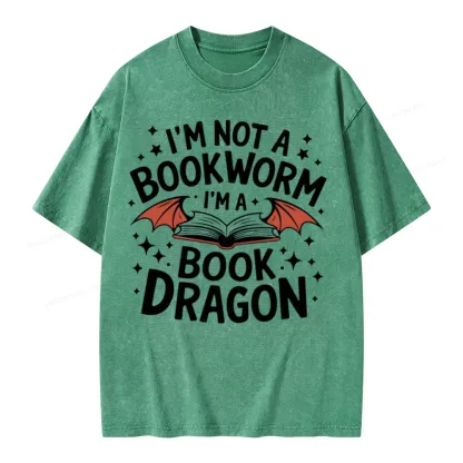 Pagewings I'm Not A Bookworm I'm A Book Dragon Unisex Washed T-shirt