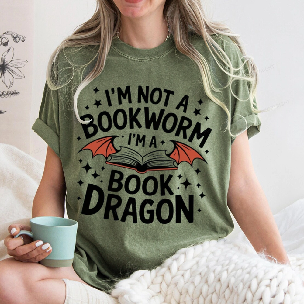 Pagewings I'm Not A Bookworm I'm A Book Dragon Unisex Washed T-shirt