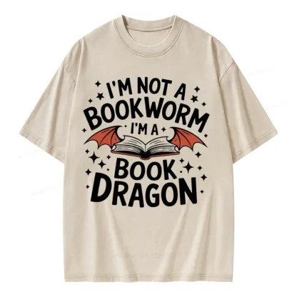 Pagewings I'm Not A Bookworm I'm A Book Dragon Unisex Washed T-shirt