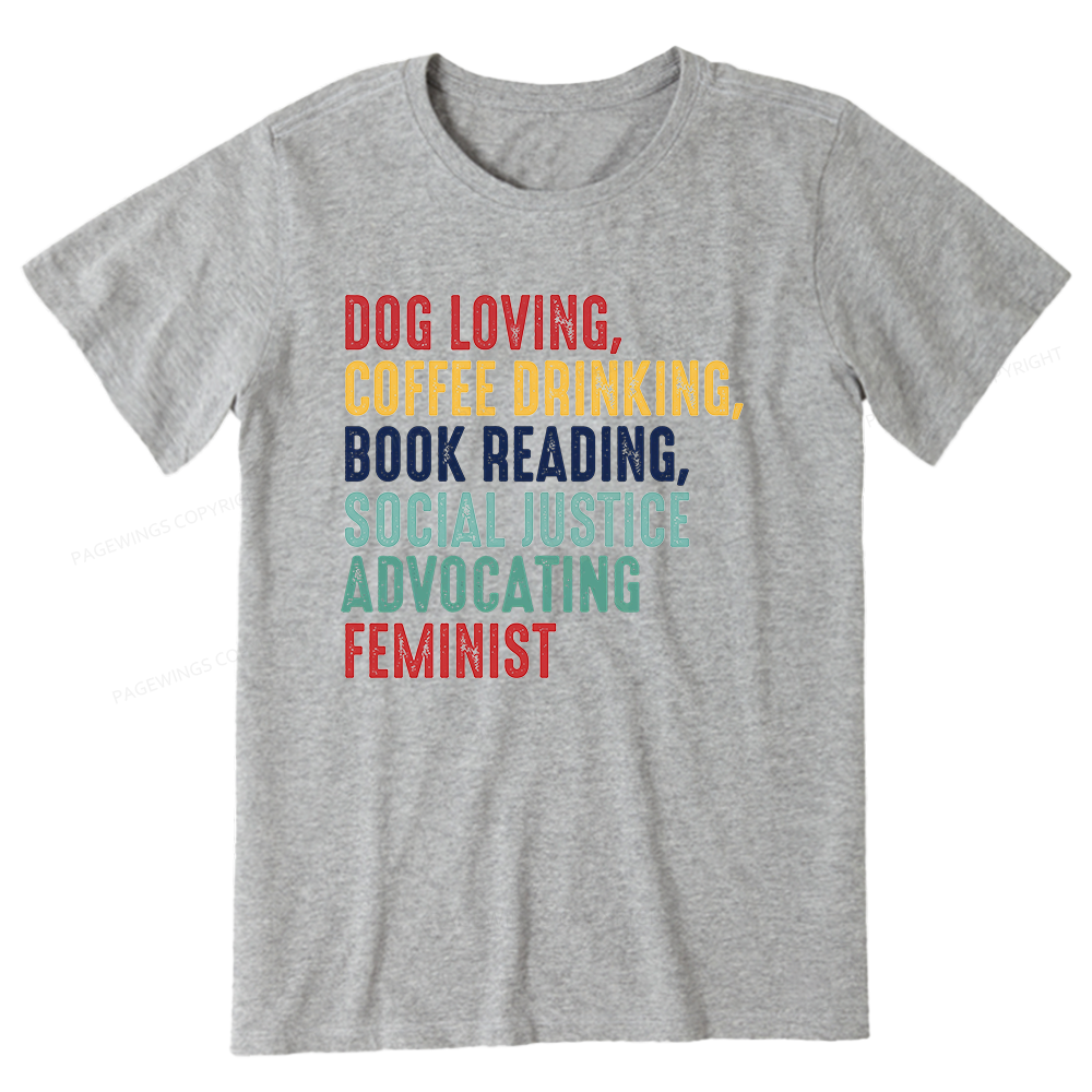 Pagewing Dog Loving Coffee Drinking Book Reading16112 Bookish Unisex Classic T-shirt