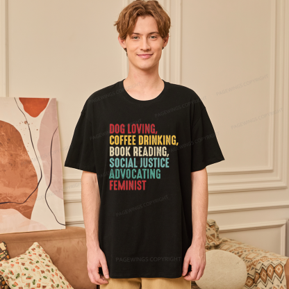 Pagewing Dog Loving Coffee Drinking Book Reading16112 Bookish Unisex Classic T-shirt