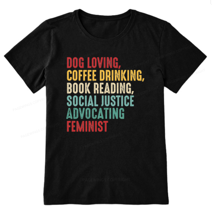 Pagewing Dog Loving Coffee Drinking Book Reading16112 Bookish Unisex Classic T-shirt