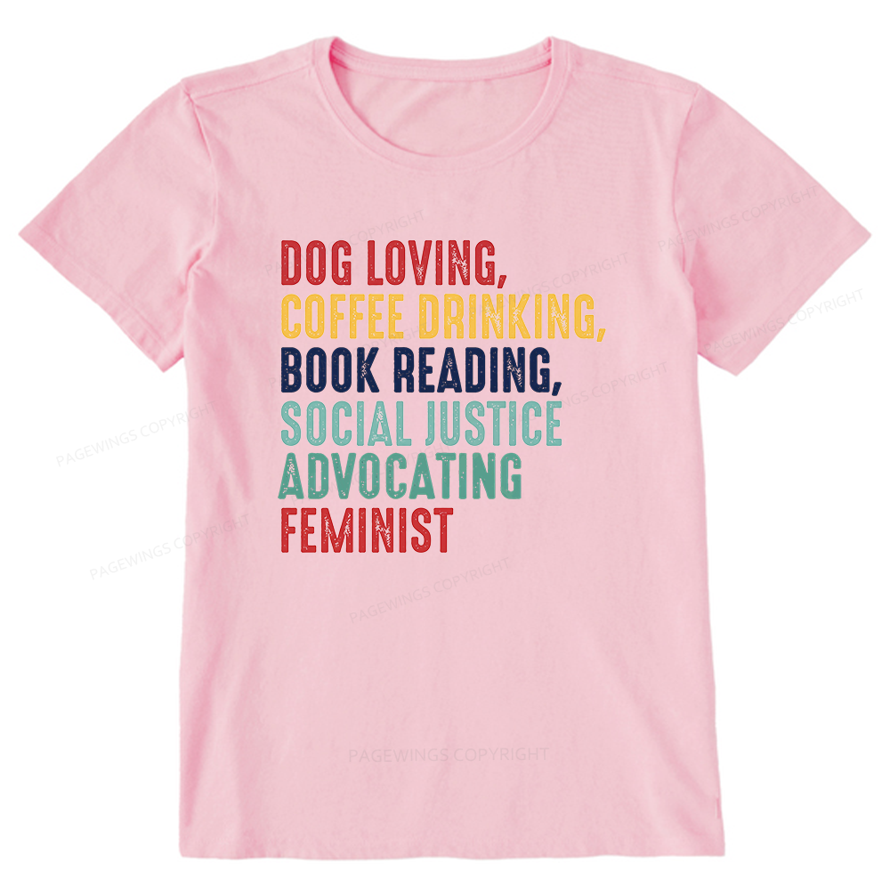 Pagewing Dog Loving Coffee Drinking Book Reading16112 Bookish Unisex Classic T-shirt