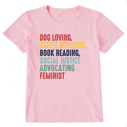 Pagewing Dog Loving Coffee Drinking Book Reading16112 Bookish Unisex Classic T-shirt
