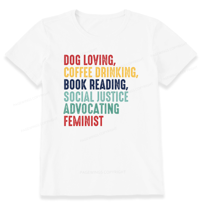 Pagewing Dog Loving Coffee Drinking Book Reading16112 Bookish Unisex Classic T-shirt