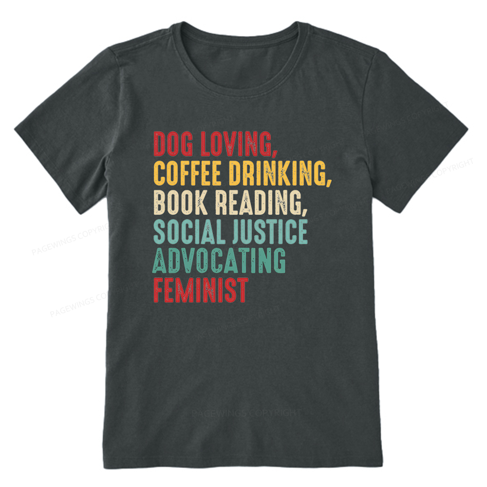 Pagewing Dog Loving Coffee Drinking Book Reading16112 Bookish Unisex Classic T-shirt
