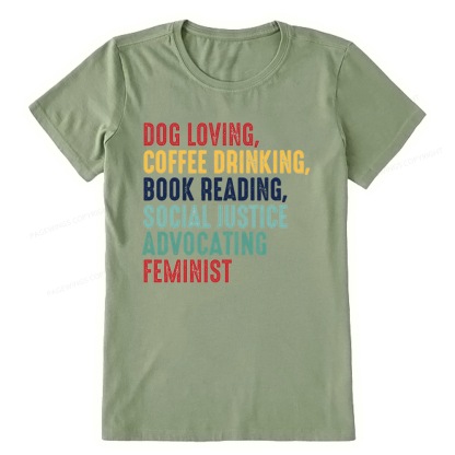 Pagewing Dog Loving Coffee Drinking Book Reading16112 Bookish Unisex Classic T-shirt