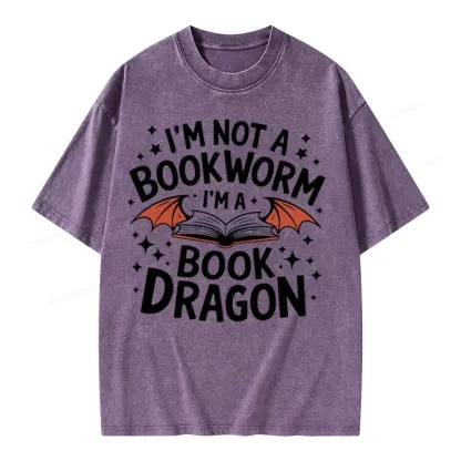 Pagewings I'm Not A Bookworm I'm A Book Dragon Unisex Washed T-shirt