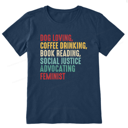 Pagewing Dog Loving Coffee Drinking Book Reading16112 Bookish Unisex Classic T-shirt
