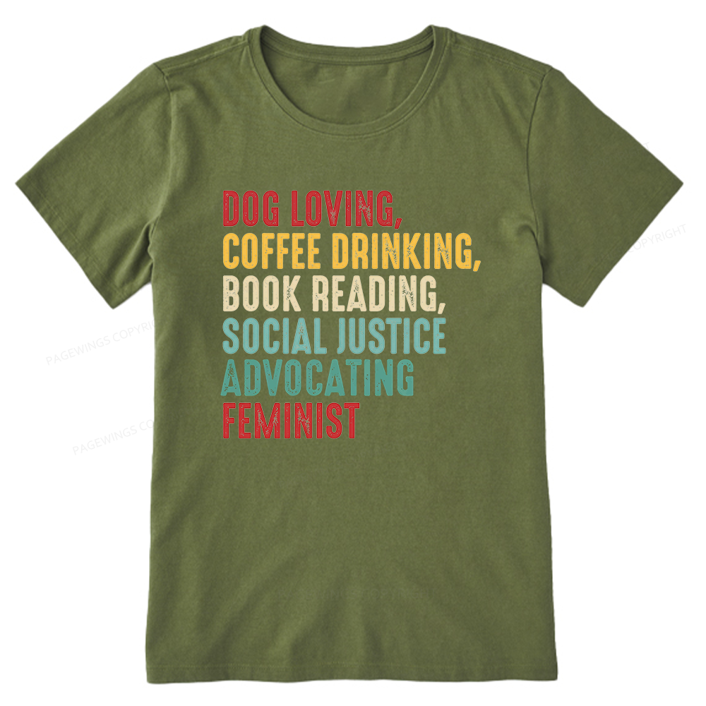 Pagewing Dog Loving Coffee Drinking Book Reading16112 Bookish Unisex Classic T-shirt