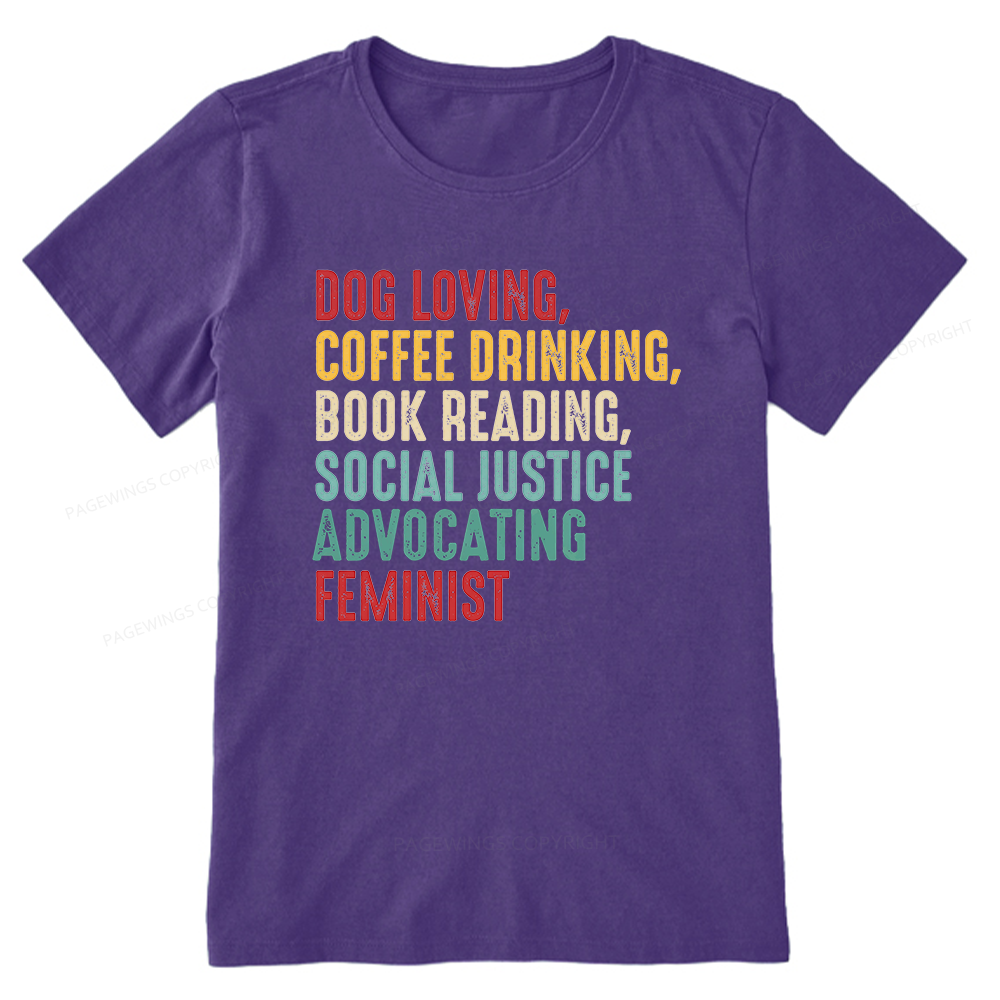 Pagewing Dog Loving Coffee Drinking Book Reading16112 Bookish Unisex Classic T-shirt