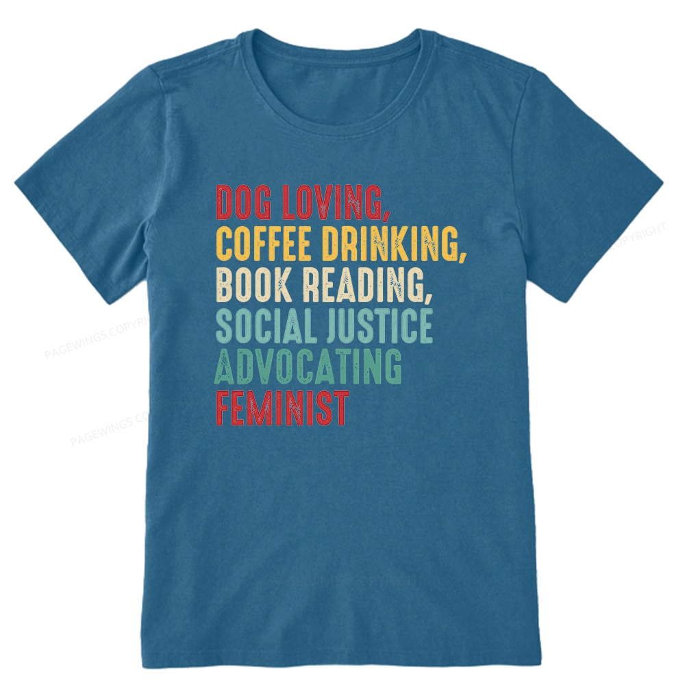 Pagewing Dog Loving Coffee Drinking Book Reading16112 Bookish Unisex Classic T-shirt