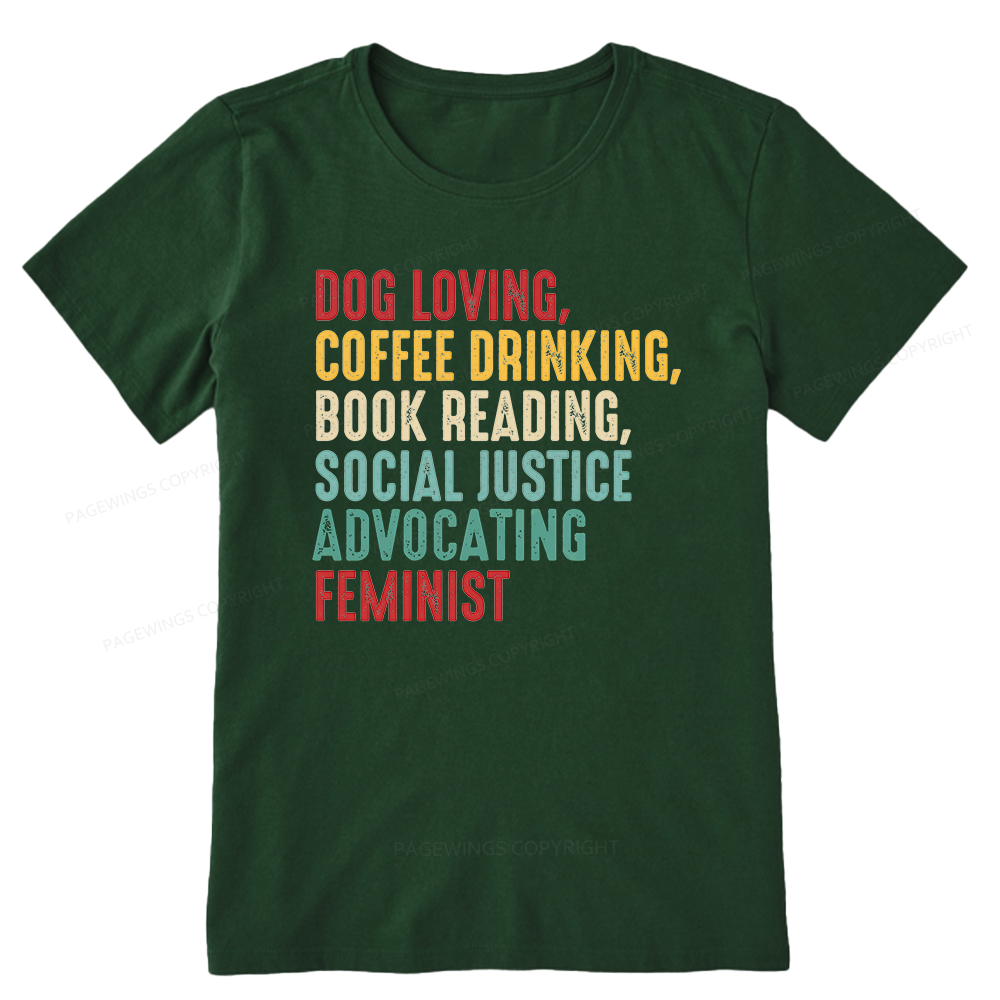 Pagewing Dog Loving Coffee Drinking Book Reading16112 Bookish Unisex Classic T-shirt