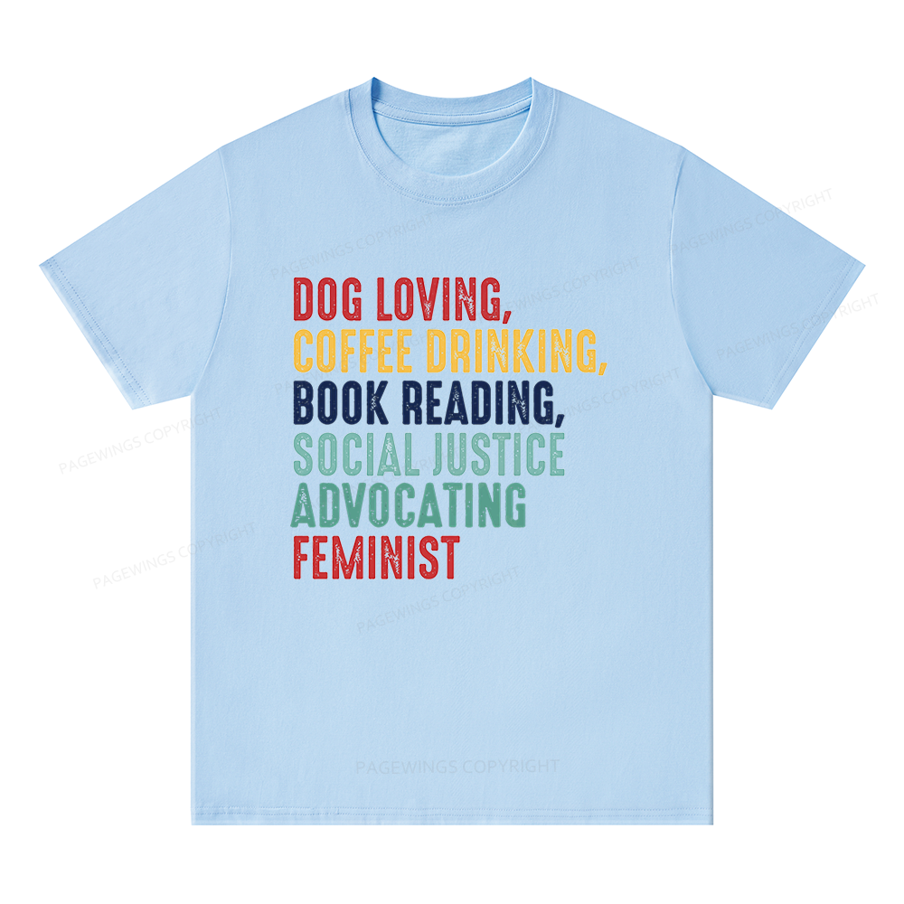 Pagewing Dog Loving Coffee Drinking Book Reading16112 Bookish Unisex Classic T-shirt