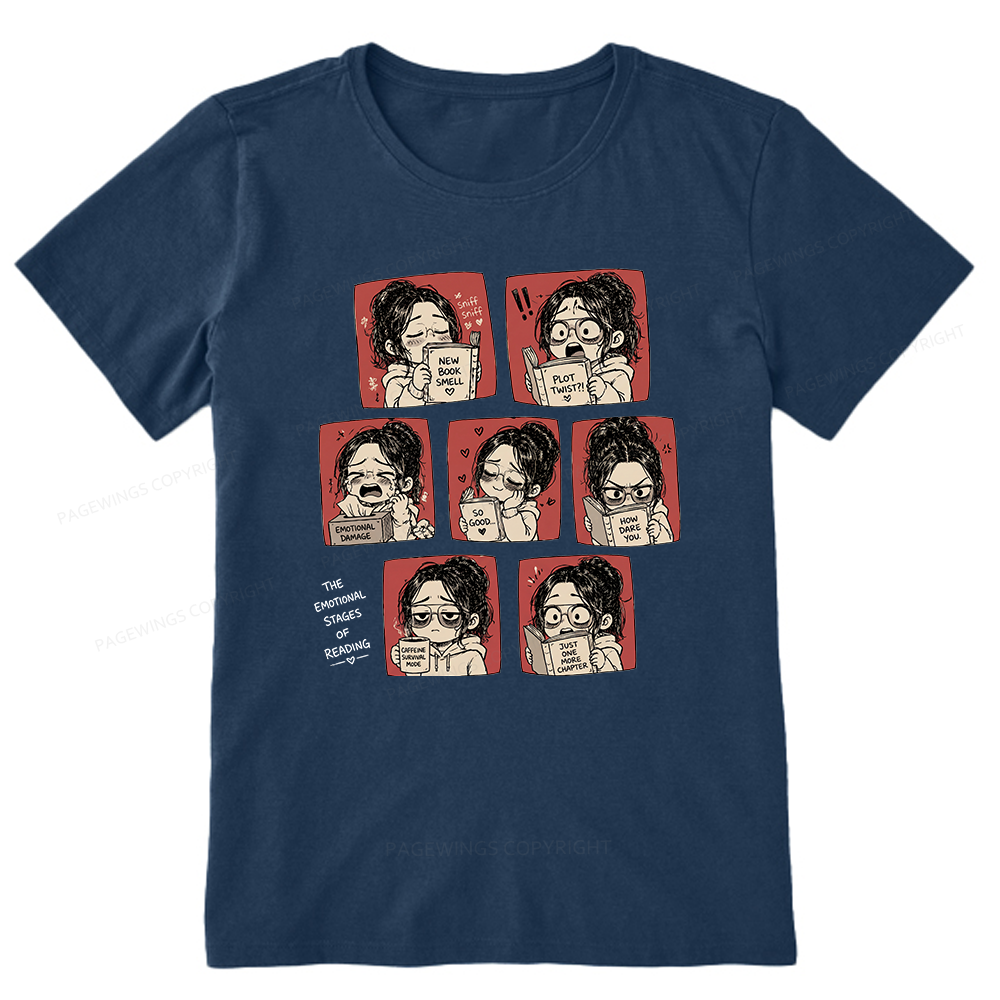 Pagewings Emotional Stages Of Reading15466 Bookish Unisex Classic T-shirt