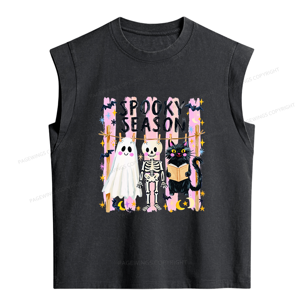 Pagewing Preppy Spooky Season Women's Washed Tank Top